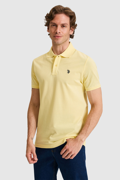 U.S. Polo Assn. Erkek Slim Fit Polo Yaka Açık Sarı Basic Tişört 50322347-VR004