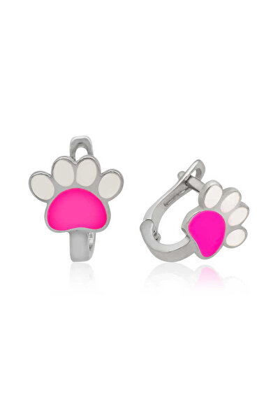 BlackCraft ​ Silver Pink Paw Children's Earrings (Bc-D9215B)
