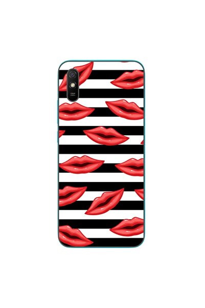 OEM Case compatible with Xiaomi Redmi 9A Silicone Gel Tpu Pattern Striped Kisses