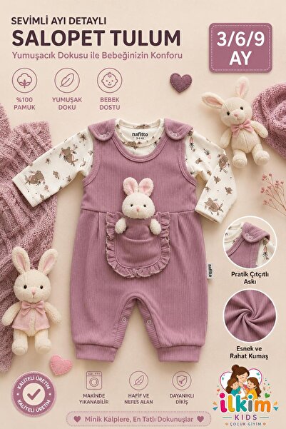 imajbebe Çocuk Butik Giyim Oyuncaklı Tavşan Kız Tulum