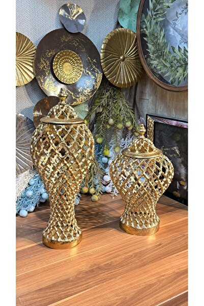 2’Li Pirinç Döküm Gold Küp Dekoratif Obje ve Biblo & Dekorasyon Aksesuar Seti