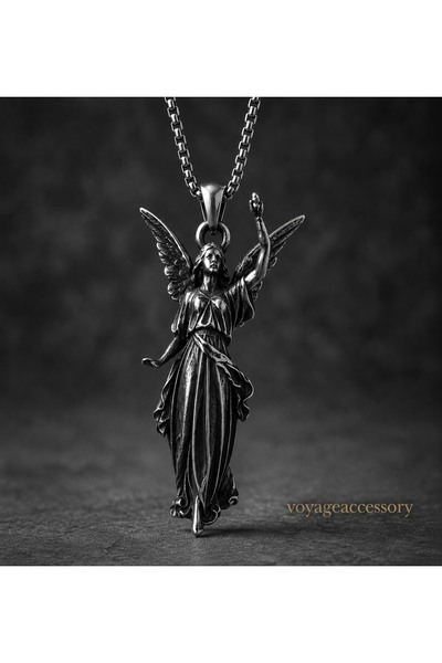 voyageaccessory Stainless Steel Vintage Style Guardian Angel Winged Goddess P...