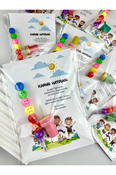 Toka Sepetim Emojili Kalem ve Mühür Seti Karne Hediyesi