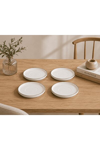 Kütahya Porselen Bone Desire Tea Plate 12cm Platinum Gilded Set of 4