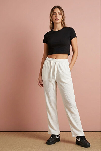 just wear zt Women's Daily Use Ribbed Wide Leg Pants
