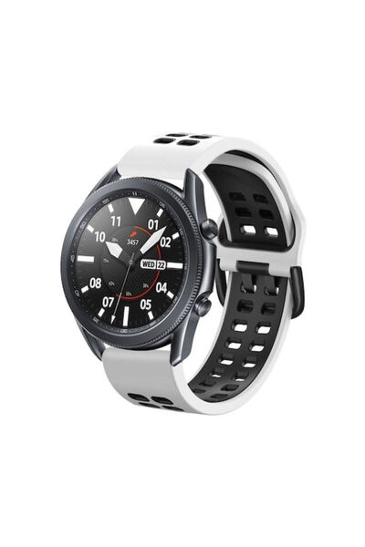 OEM Δίχρωμο λουράκι σιλικόνης Λευκό / Μαύρο (Galaxy Watch 3 45mm Huawei Watch...