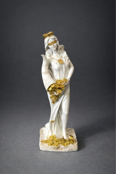 OEM Statuie Cornul Abundenței - 29 cm / 35 cm, Alb-Auriu