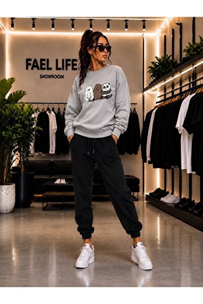 FAEL LİFE SET UNISEX CU GULER ROTUND ȘI PANTALONI DE TRENING CU IMPRIMEU 3 KA...