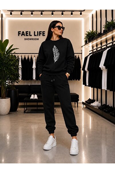 FAEL LİFE SET UNISEX CU GULER ROTUND ȘI PANTALONI DE TRENING CU IMPRIMEU PENE