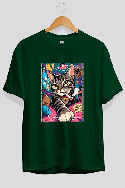 Ankhises Μπλουζάκι  "For the Love of Cats " με 58 σχέδια γάτας, πράσινο, υπερ...