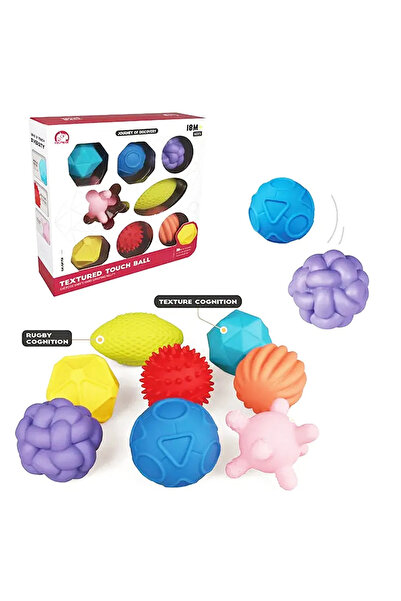 Floopy Set 8 Mingi Senzoriale Bebe, 18 luni+, Cauciuc Non-Toxic, Fara BPA, Te...
