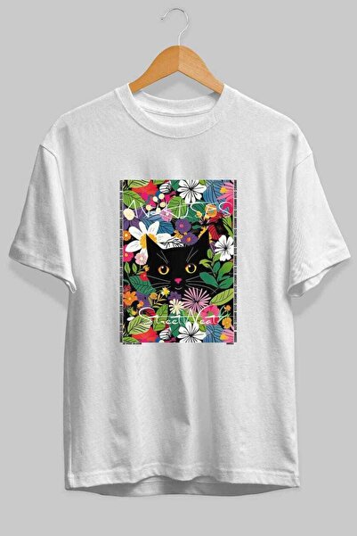 Ankhises For the Sake of Cats 124 Front Cat Printed White Oversize T-Shirt 10...