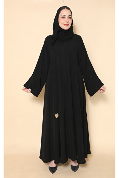 Stylish Fashion عباية من ستايلش فاشن كلوش ازرار باللون الاسود وبكسرات ناعمه