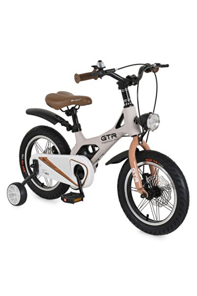 byox Bicicleta copii GTR Beige 14 inch, 3-5 ani, cadru magneziu, frane disc f...