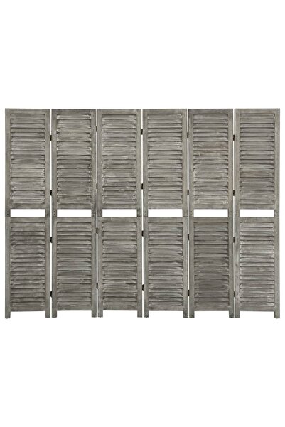 vidaxl Separator cameră cu 6 panouri, gri, 214x166 cm, lemn masiv