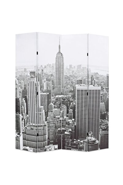 vidaxl Paravan cameră pliabil, 160x170 cm, New York pe zi, alb/negru