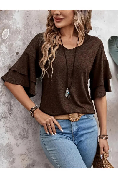 Generic Brand    Women's Short Sleeve V-Neck Viscose Blouse