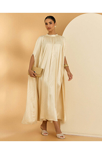 REDTAG Women Ivory Plain Kaftan Dress