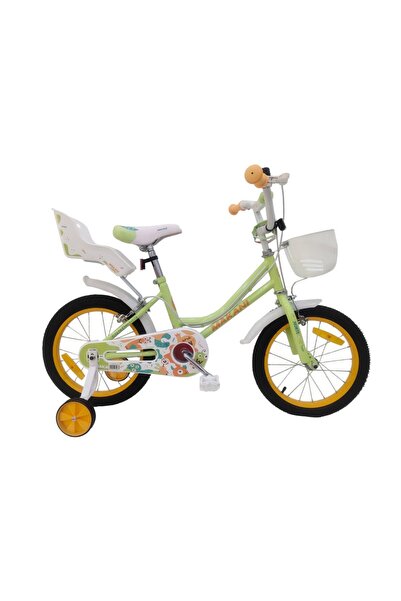 Makani Bicicleta copii Norte Green 16 inch, roti ajutatoare, cosulet frontal,...