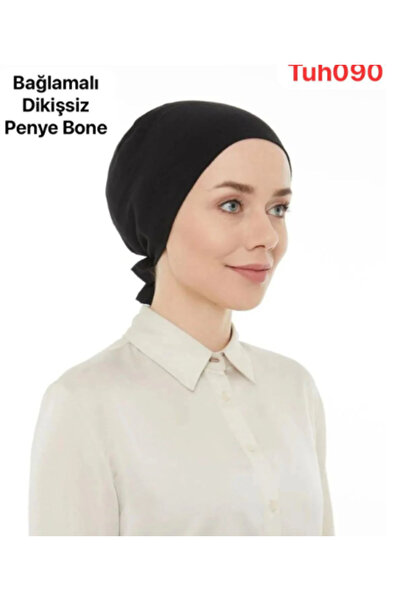 Esra Yılmaz Collection Bağlamalı Dikişsiz Penye Bone - Siyah