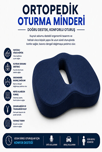 VISCORA Ortopedik Oturma Minderi – Hafızalı Visco Köpük Kuyruk Sokumu Destek ...