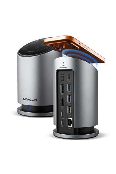 Axagon Stație de andocare HMC-WL9 Hub 9-în-1, Încărcare wireless de 15W, HDMI...