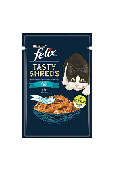 Felix Purina Tasty Shreds hrană umedă pentru pisici, Ton în sos, 26 x 85g
