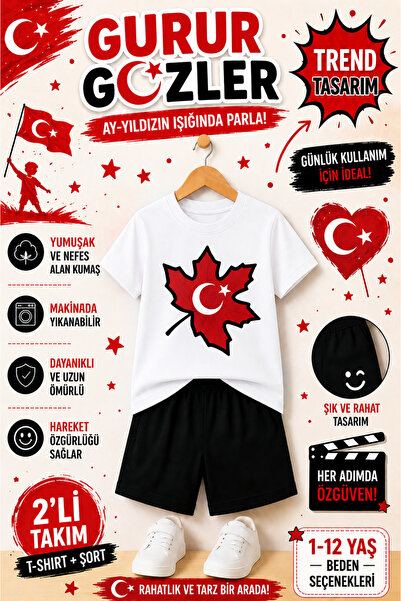 OVERMAX Set pentru copii cu imprimeu steagul TURC – Combinație din 2 piese: t...