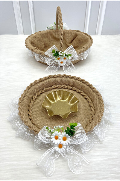 ZEYMERADE Promise Engagement Wedding Henna Bridal Basket and Tray Daisy Weddi...