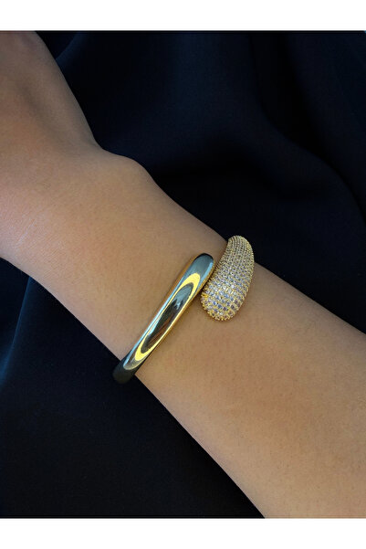 Oyster collection GOLD ZİRKON TAŞLI GEÇMELİ KELEPÇE BİLEKLİK