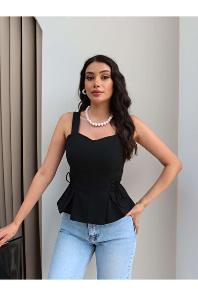 ESRAHELVACI Pileli Bel Bağlamalı Bluz