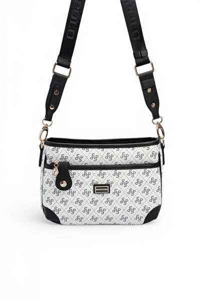 Silver Polo White - Black Monogram Women's Crossbody Bag Sp1160