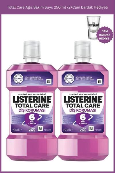 Listerine Total Care Ağız Bakım Suyu 250 ml x2+Cam bardak Hediyeli