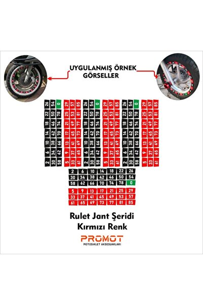 MOTORKİT MK MOTOSİKLET RULET JANT ŞERİDİ KIRMIZI UNİVERSAL
