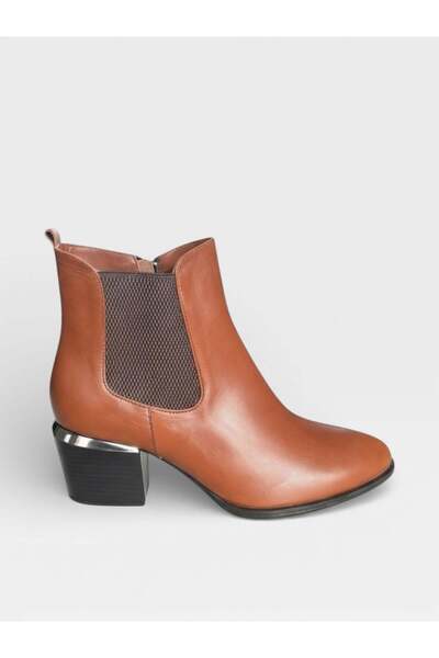 Hayati Arman Women's Genuine Leather Zippered Side Elastic Classic Thick Heel...