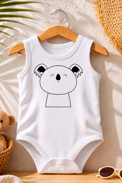 Pamuk Saray Koala Printed Sweet Baby Bodysuit Undershirt 100% Cotton