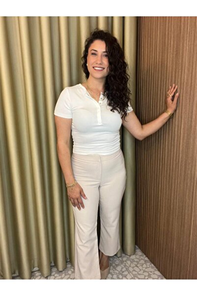 MU&ME BOUTİQUE Pants Flexible Fabric Ankle Length