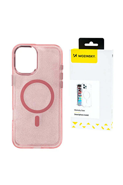 WOZINSKY Husă cu sclipici cu Mag Safe pentru Samsung Galaxy S25 - roz cu scli...