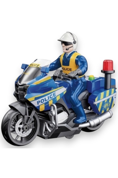 Avaleea Motocicleta De Politie Cu Frictiune Albastru, Cu Lumini Si Sunete, Ju...