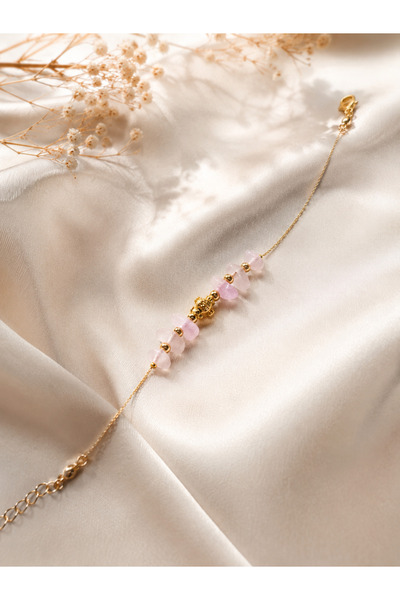 Olbia Butik Minimal Taşlı Gold Zincir Bileklik