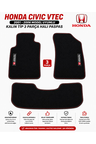 EP GARAJ OTOMOTİV HONDA CIVIC VTEC 2001-2006 MODEL UYUMLU KALIN TİP 3 PARÇA H...