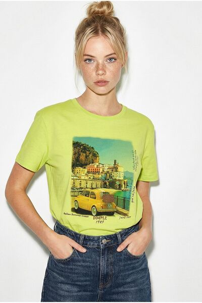 Hiccup Tricou casual cu guler rotund și imprimeu LUCCI