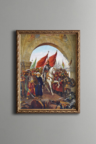 epiqart Fatih Sultan Mehmed Han'ın İstanbul'a Girişi - Vintage Desenli Çerçev...