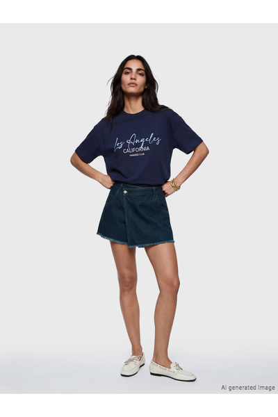 LC Waikiki Șorturi de damă din denim cu talie înaltă și suprapunere din denim