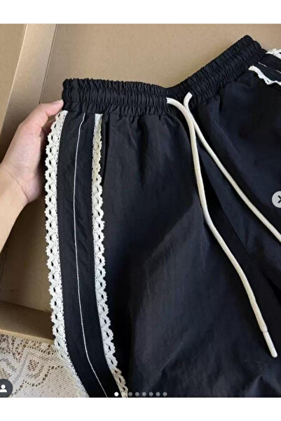 Take Two By Styli Black Drawstring Waist Contrast Piping Wide Leg Pants