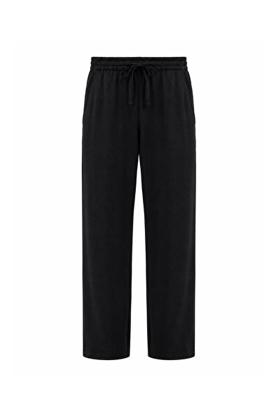 Antioch Black Linen Blend Men's Trousers with Elastic Waist