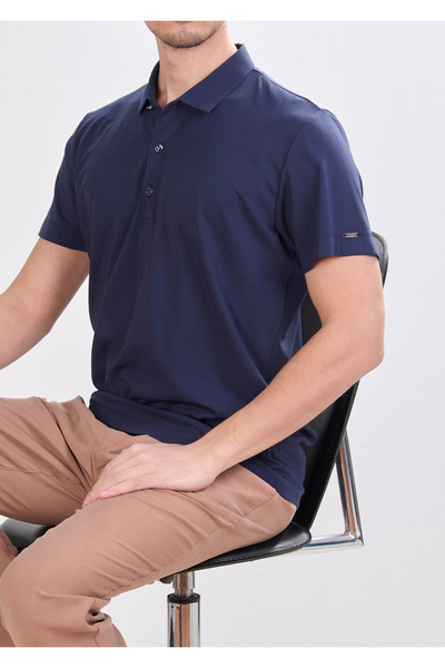 Mondo Metal Logo Detaylı Lacivert Polo Yaka T-Shirt