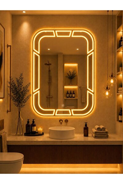 DKN Mirror Fusion Line LED Ayna - Dokunmatik Sensörlü Işıklı Banyo Aynası - D...