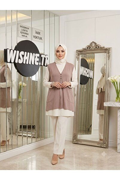 wishne Women's Buttoned Combed Cotton Vest - Comfortable Cut Casual Hijab Vest