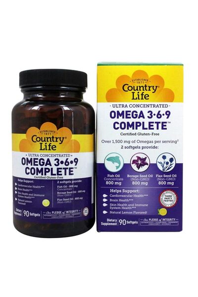 COUNTRY LIFE مكمل غذائي كامل من أوميغا 3 و6 و9 يحتوي على زيت بذور الكتان وزيت...